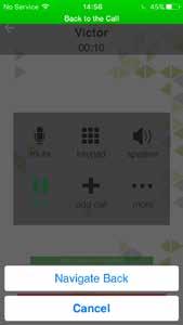 HANDLE ONE ESTABLISHED CALL Mute or umute the call. Tap to show a keypad to enter numbers Quick tap to turn on/off speakerphone. Long tap to choose other audio output options (if connected).