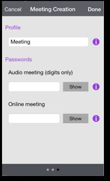 Secure access to the meeting You can define a password for an audio meeting (digits only). In this case, an external user has to enter the password to join the audio meeting.