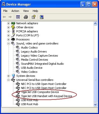 Figure 3 Device Manager on Windows XP, 2000 and Me 3.