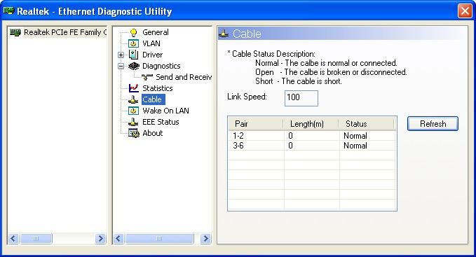 Statistics This page show statistics of current selected network adapter, including throughput, number of good packet sent /