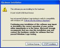 For Windows XP/2000, a screen similar to this Digital Signature Not Found screen may appear during the installation.