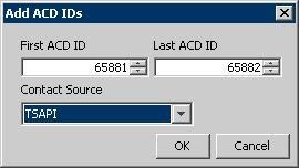 telephony setting icon shown below. The Add ACD IDs screen is displayed.