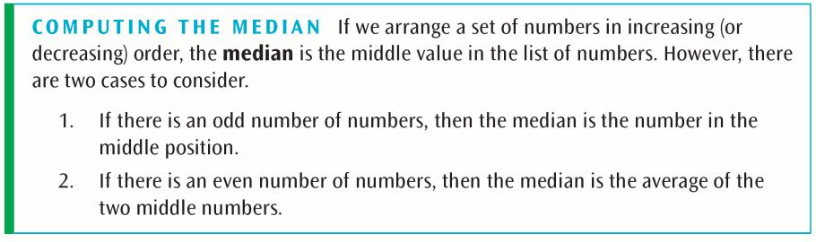 Example Find the mean, median, and mode for the