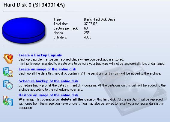 To begin with, let us examine the current situation of the available disk space. We look at the properties of our disks or peculiarities of existing backup images.