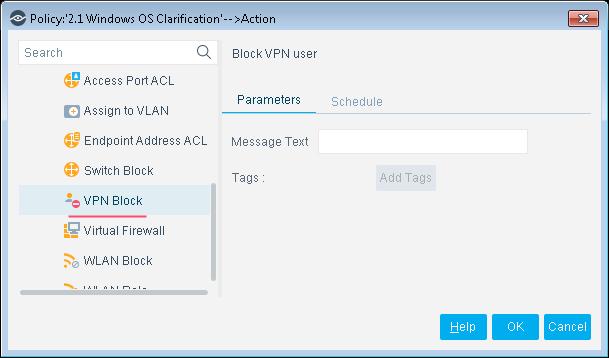 The VPN Block Action The VPN Block action prevents a user from connecting through a VPN.