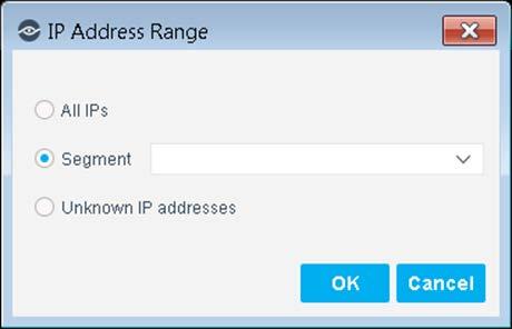The following options are available: All IPs: Include all IP addresses in the Internal Network.