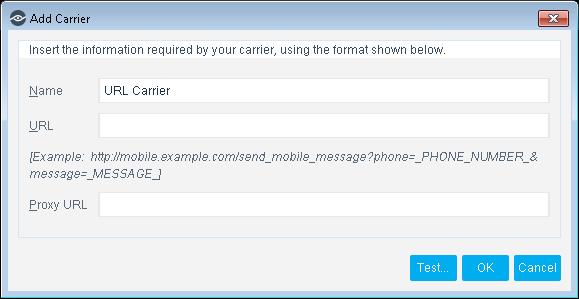 Mobile Text Message Request, URL Format In these fields, use the following parameters as placeholders for values that are inserted into the request: _PHONE_NUMBER_ is the target phone number for the
