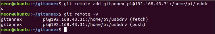 Step 5: Add connection of the local machine to the server Raspberry Pi. This command has to specific for your server name gitannex, the ip of the Raspberry Pi 192.168.34.