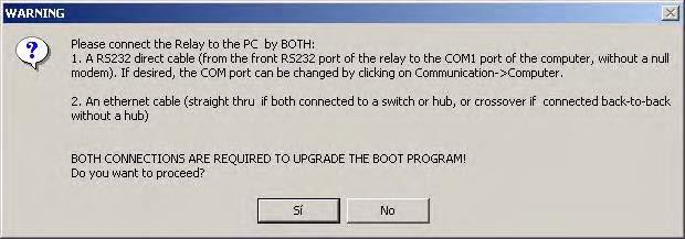 In this case, menu option Upgrade Boot code will be enabled under the EnerVista 650 Setup Communication menu.