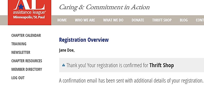 You will see the Registration Overview screen. This screens shows that your registration is confirmed.