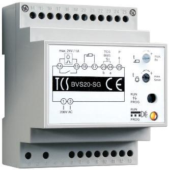 BVS20-SG application Operating and display elements Run/Prog-button Run/Prog-indication potentiometer Functionality controlling, switching door release function audio small systems reversing key for