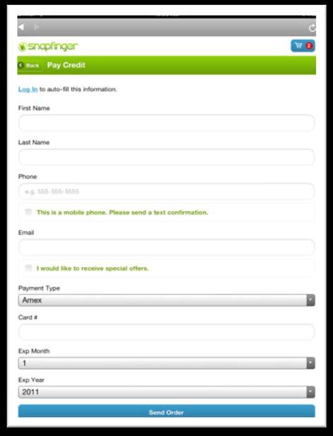 7 Figure 2.1.5: Snapfinger page 5 2.1.2 Features Snapfinger provide online ordering for a restaurant that registered to their system.