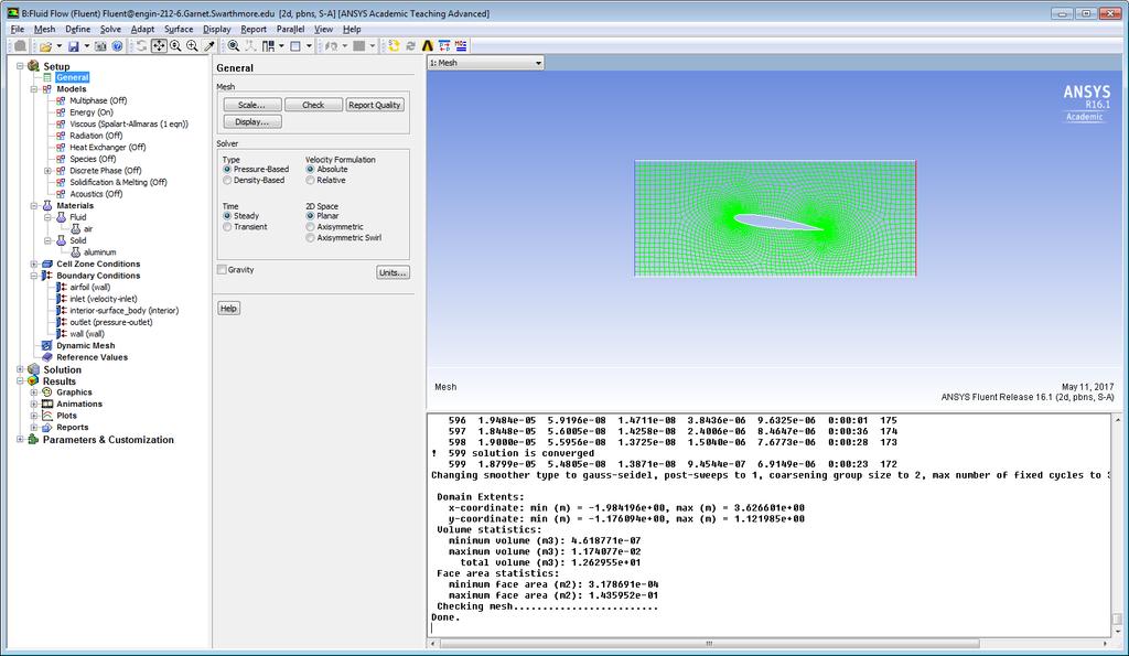 Return to the ANSYS workbench screen. It is recommended that you save at this point.