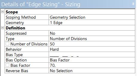 Mesh Edge Sizing After choice sizing the selected edge is taken into account For this edge in window Details of Edge Sizing several settings can