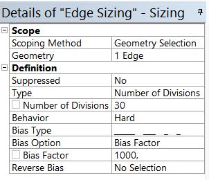 Mesh Edge Sizing After choice sizing the selected edge is taken into account For this edge in window Details of Edge Sizing several settings can be applied