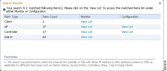 Click View List to view the matching devices from the Monitor or Configuration pages.