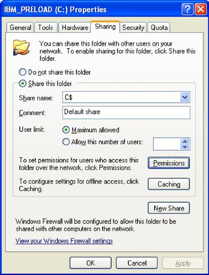 2. Select the Sharing tab, and verify the following configuration: Disable the Use simple file sharing Option In rare cases, this option prevents endpoints running Windows XP or Windows 2000 from