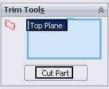 To do this select the top plane followed by: Insert Features Split To split