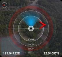 (4) An orange circle around the radar indicates that the dynamic home point is not available.