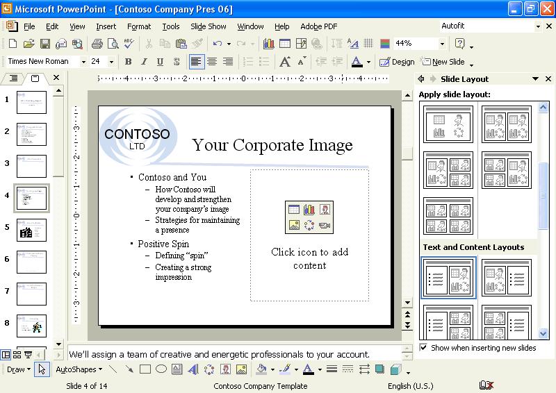 6.2 Presentation Fundamentals In this exercise, you apply a different layout to a slide. 1 In the Slides tab, click slide 4. 2 On the Format menu, click Slide Layout.