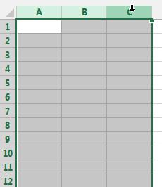 You can resize multiple columns at once. There are two methods: Method 1: 1. Left-click above the column header. 2. Hold down the left button and move your mouse to highlight the rows. 3.