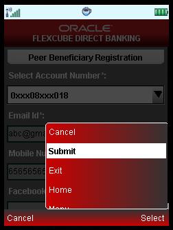 Peer Beneficiary Registration 5. Click Submit from Options.