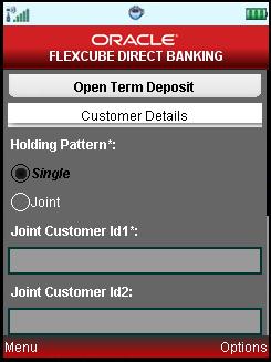 Open Term Deposit 36. Open Term Deposit This option allows you to open a new term deposit account with the Bank. 1.