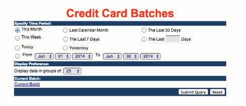 5 Credit Card Batches The credit card batch report allows you to view your card batches