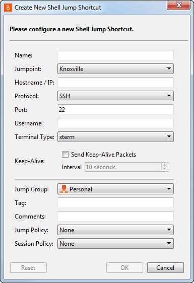 Enter a Name for the Jump Item. This name identifies the item in the session tabs. This string has a maximum of 128 characters.