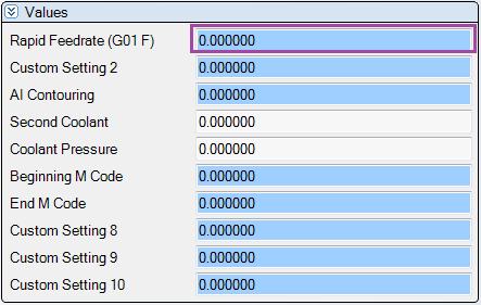 7.1 Rapid Moves / Tapping Cycles / Boring Cycles Field #1 can be used set different values depending on what type of cycle is being