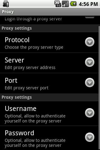The «Proxy» submenu allows you to use authentication with proxy servers. After checking the «Use proxy» box, the rest of the form becomes editable.