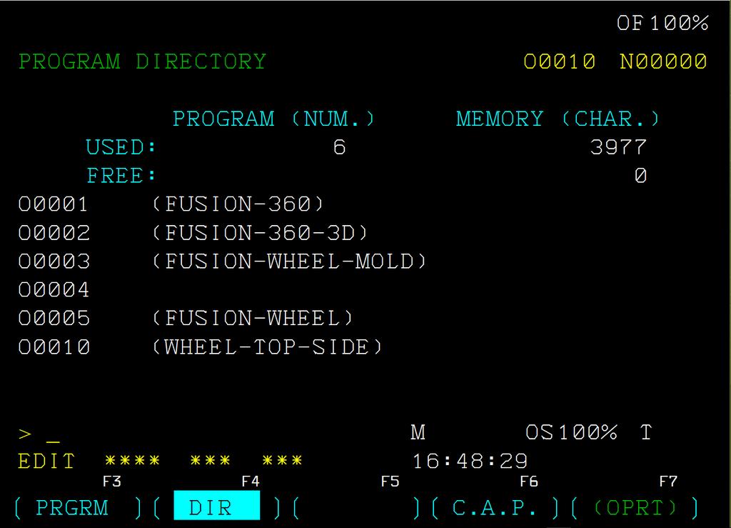 6 1 Introduction to Word Address Programming ing characters between parentheses following the program number (e.g. O0010 (WHEEL-TOP-SIDE)), as illustrated in Fig. 1.1. Fig. 1.1: WinNC program directory where programs are stored with a unique numeric code (Program number).