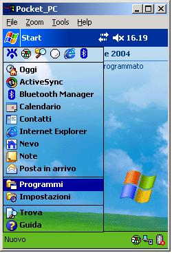 3. Program start-up From the Start menu of Windows Mobile 2003 select Programs.