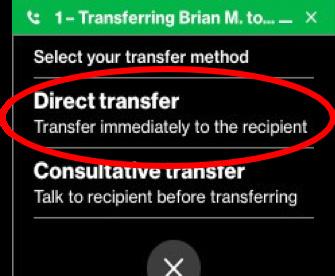 3. Select Direct transfer from Call Manager to