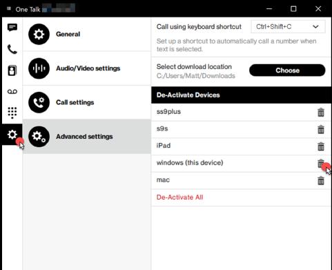 You can log out of the desktop app by navigating to the De-Activate Devices menu.