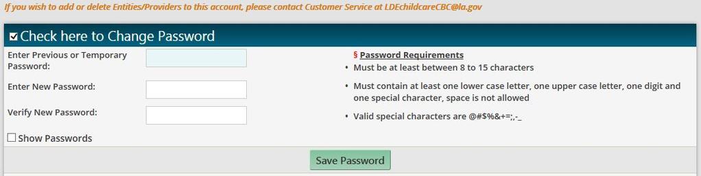 Updating Temporary Password to New Password After entering your username and the temporary password on the CCCBC login page for the first time, the system will automatically direct you to a page to
