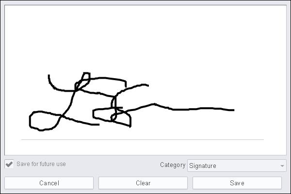 2. Using your mouse, start to draw your signature in the box: 3.