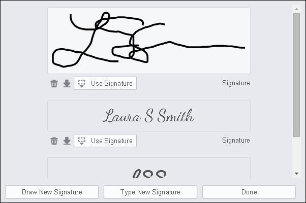 3. Select the Category: Signature, Initials or Title and then click Save. The signature will now be available the next time you use the LFV in the same browser.