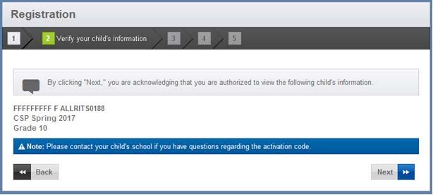 Figure 3: Registration - Activation Code Page The first page prompts you to enter the 16-digit Activation Code supplied by your children s school and then click Next (refer to Figure 3).
