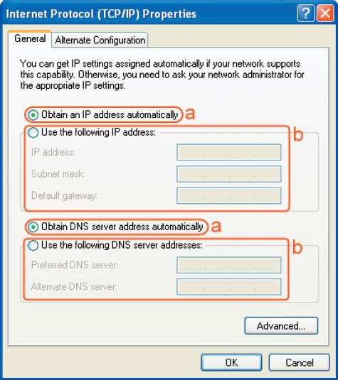 select both [Obtain an IP address