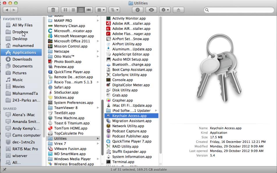 Keychain, the certificate is automatically installed with the name 12