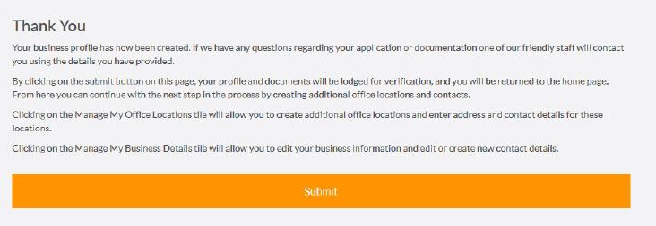 REGISTERING SUBMIT BUSINESS AS A REGISTRATION USER Step 4 Once