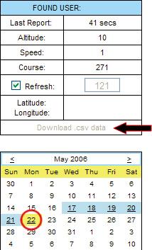 the calendar. Then click on the Download.csv data link.