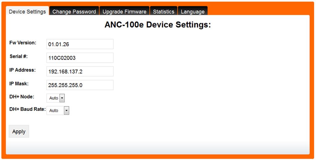 User Manual 9 1. Select the desired settings on the main configuration page 2. Press the Apply button 3.