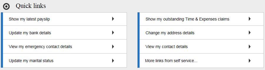 4 The Quick Links- The links are shortcuts to specific areas of self-service that you may wish to use.