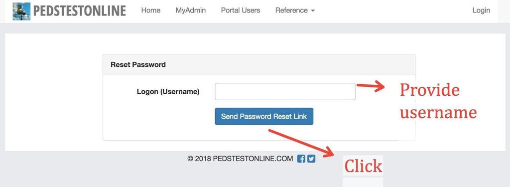 This will open a page where you can provide your username and generate a password reset link. Step 2: Provide your Username and click Send Password Reset Link.
