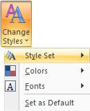 3. Click on the Change Styles button Point to Style Set. 4. Click Save as Quick Style Set.