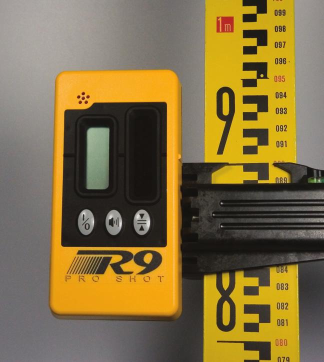 If the R9 is high or low, "arrows" show the proper direction to move the R9, in order to get an on grade indication.