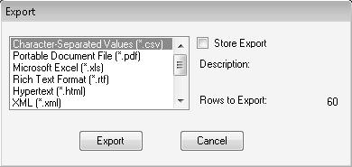 export for reuse, you can also select the Store Export check box and specify a description of up to 25 characters that