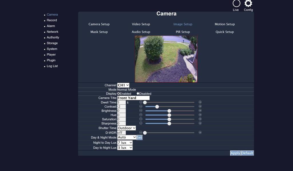 B-5. Frame Rate Click drop down list to change the frame rate of connecting device. Click Apply after the quality rate of the camera is set. C. Image Setup C-1.